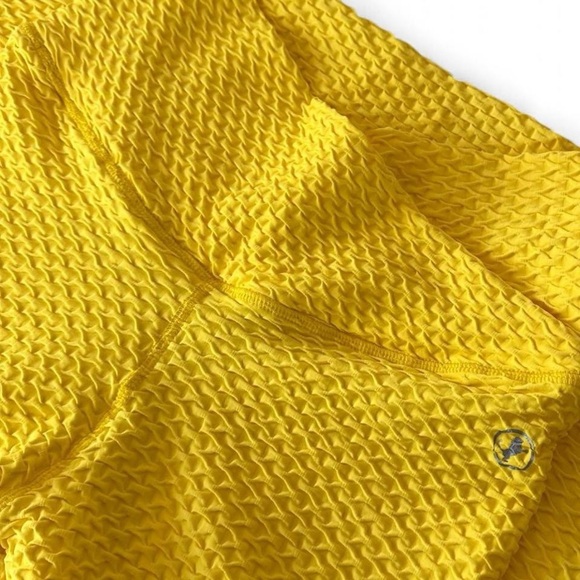 ABS2B Textured Yellow Criss Cross Leggings Medium - Picture 3 of 7